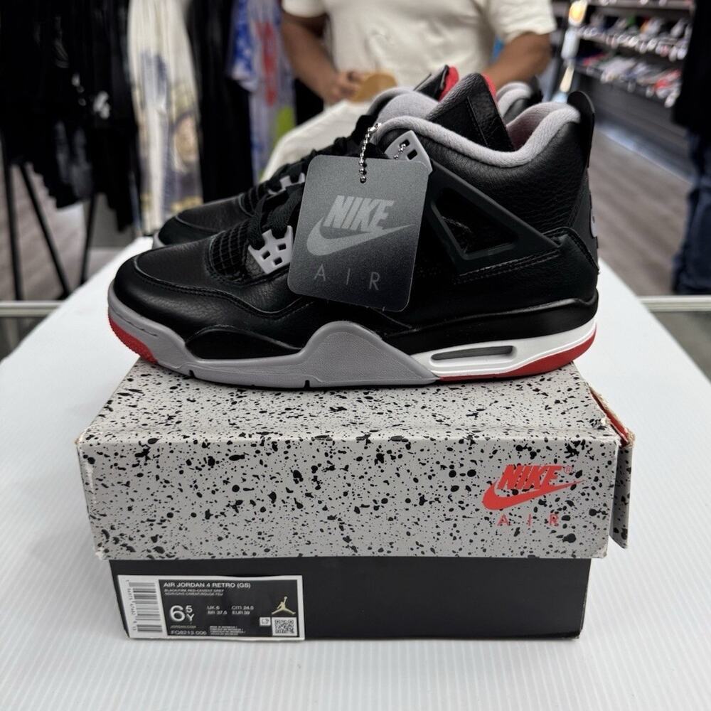 Size 6.5Y- Air Jordan 4 Retro GS Bred Reimagined